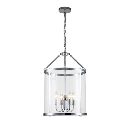 Hanglamp Lantaarn Cilinder Glas 4-Lichts Zwart Chroom 45cm Eetkamer Keukeneiland Dimbaar