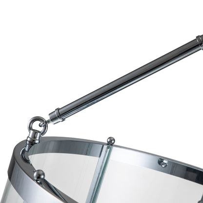 Hanglamp Lantaarn Cilinder Glas 4-Lichts Zwart Chroom 45cm Eetkamer Keukeneiland Dimbaar