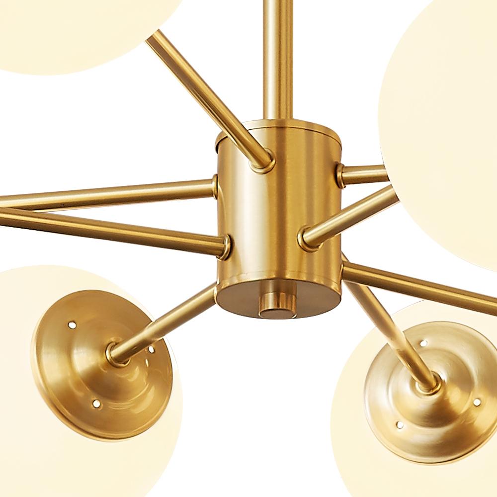 Moderne sputnik kroonluchter met opaal glazen bollen in goud of zwart – dimbare design hanglamp 6 8 of 12 lichtpunten