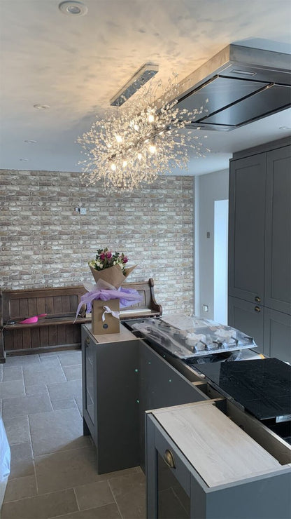 Luxe lineaire kristallen hanglamp met 12 lichtpunten in goud of chroom – moderne eilandverlichting 92 cm