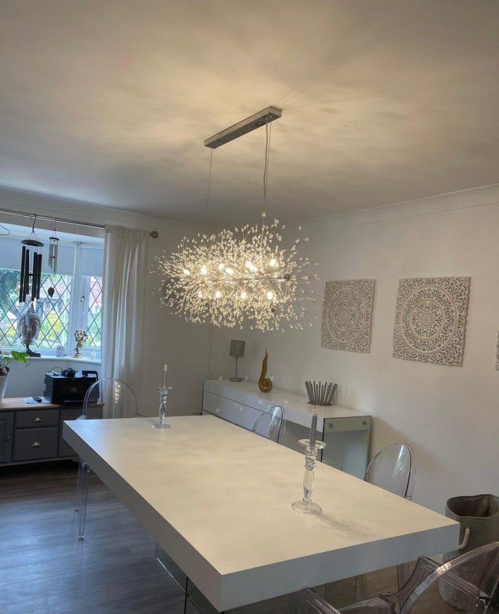 Luxe lineaire kristallen hanglamp met 12 lichtpunten in goud of chroom – moderne eilandverlichting 92 cm