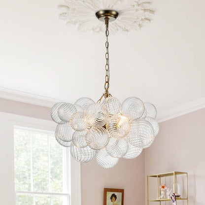 Luxe cluster kroonluchter met glazen bubbels in messing – moderne hanglamp met 3 of 8 lichtpunten