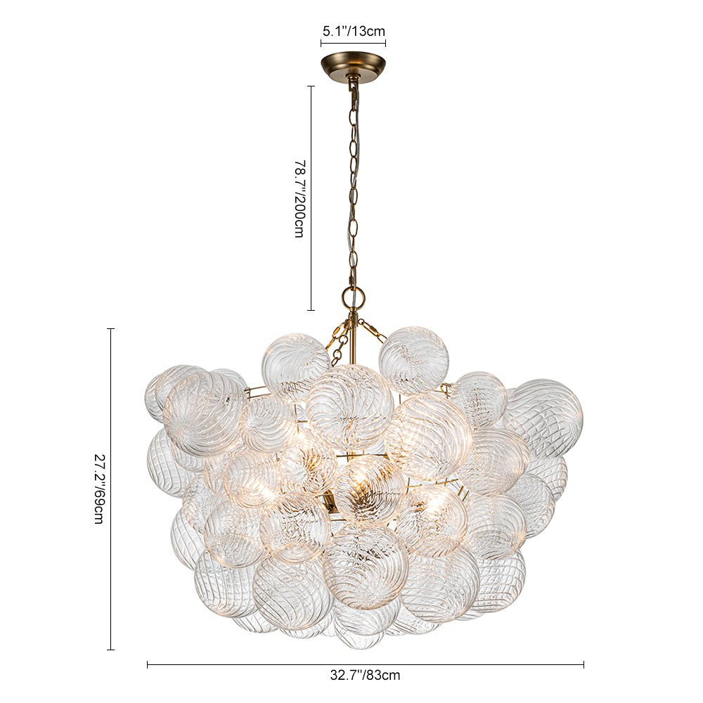 Luxe cluster kroonluchter met glazen bubbels in messing – moderne hanglamp met 3 of 8 lichtpunten