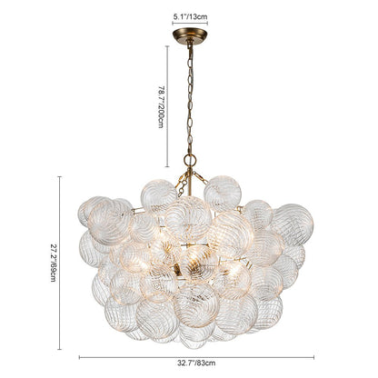 Luxe cluster kroonluchter met glazen bubbels in messing – moderne hanglamp met 3 of 8 lichtpunten
