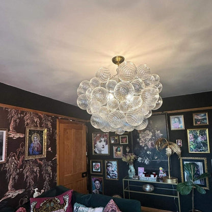 Luxe cluster kroonluchter met glazen bubbels in messing – moderne hanglamp met 3 of 8 lichtpunten