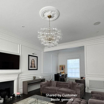 Luxe cluster kroonluchter met glazen bubbels in messing – moderne hanglamp met 3 of 8 lichtpunten
