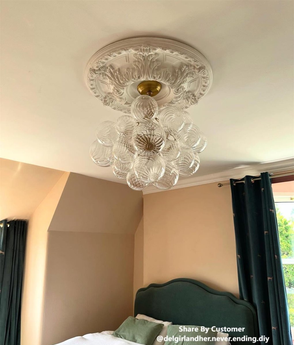 Luxe cluster kroonluchter met glazen bubbels in messing – moderne hanglamp met 3 of 8 lichtpunten