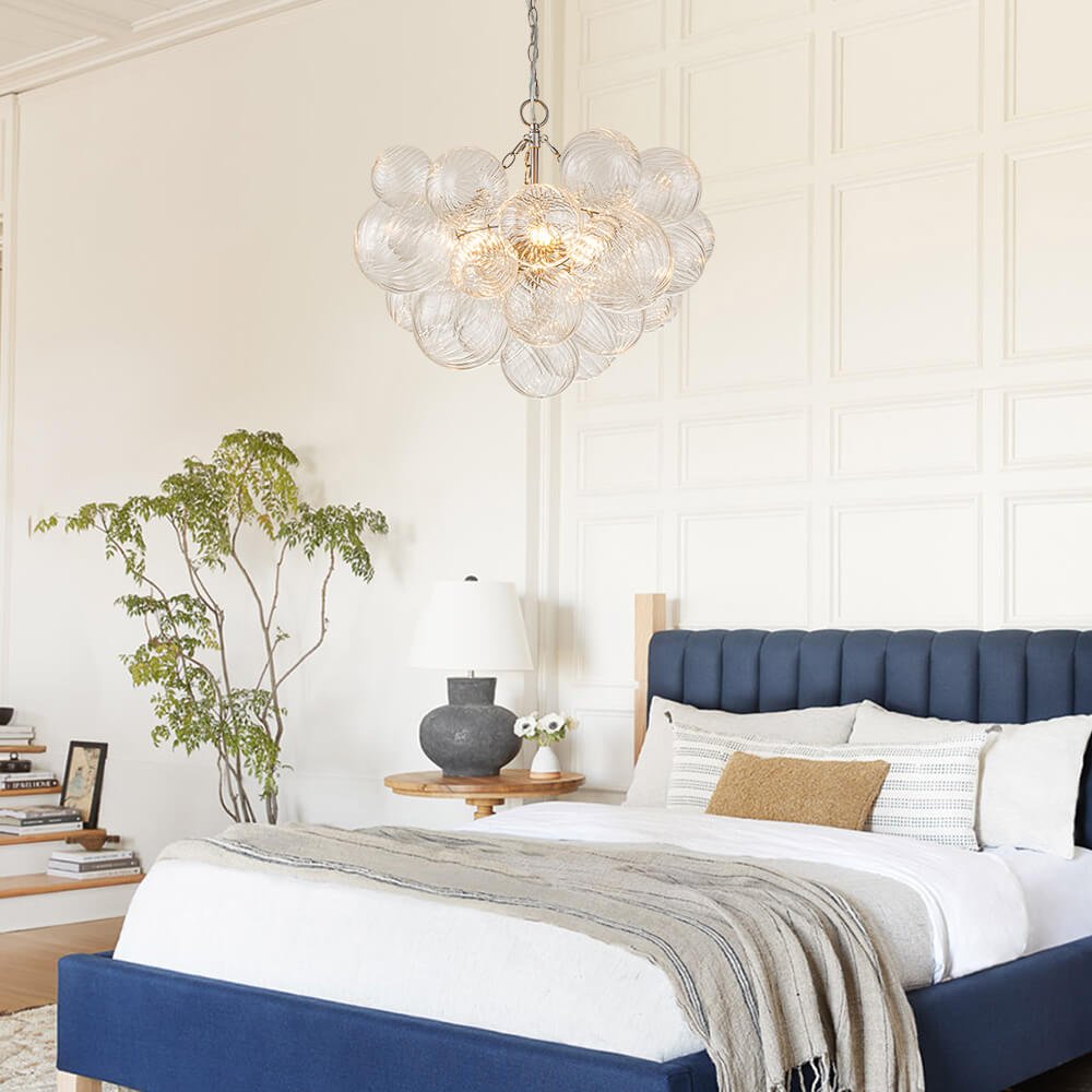 Luxe cluster kroonluchter met glazen bubbels in messing – moderne hanglamp met 3 of 8 lichtpunten