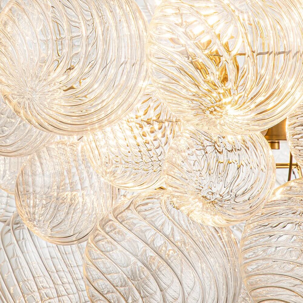 Luxe cluster kroonluchter met glazen bubbels in messing – moderne hanglamp met 3 of 8 lichtpunten