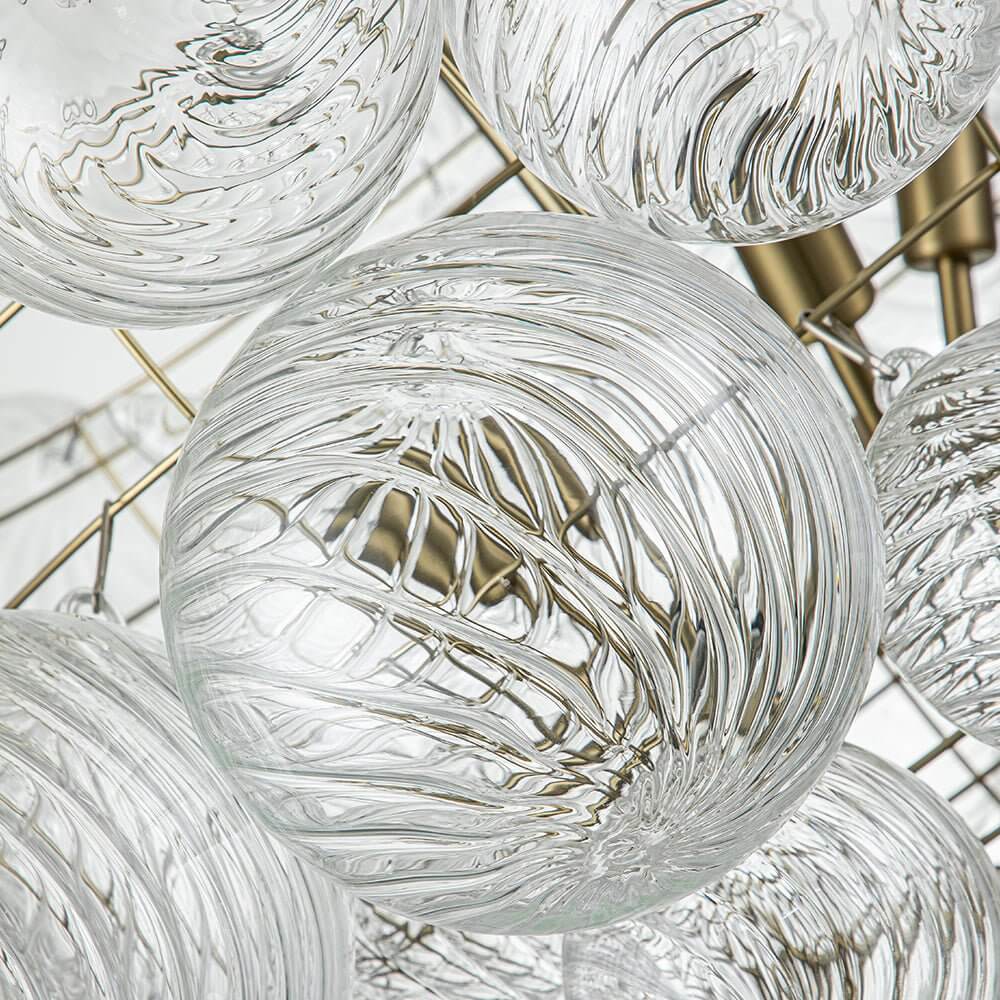 Luxe cluster kroonluchter met glazen bubbels in messing – moderne hanglamp met 3 of 8 lichtpunten