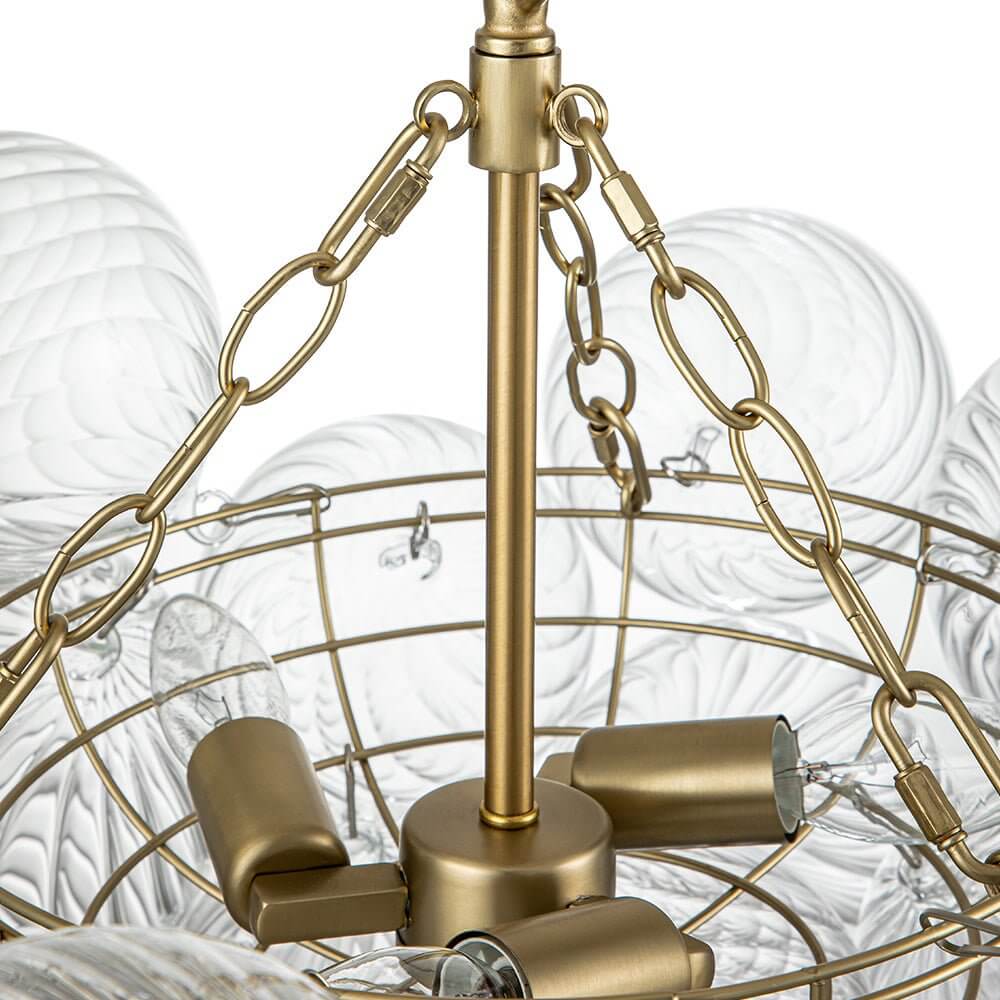 Luxe cluster kroonluchter met glazen bubbels in messing – moderne hanglamp met 3 of 8 lichtpunten