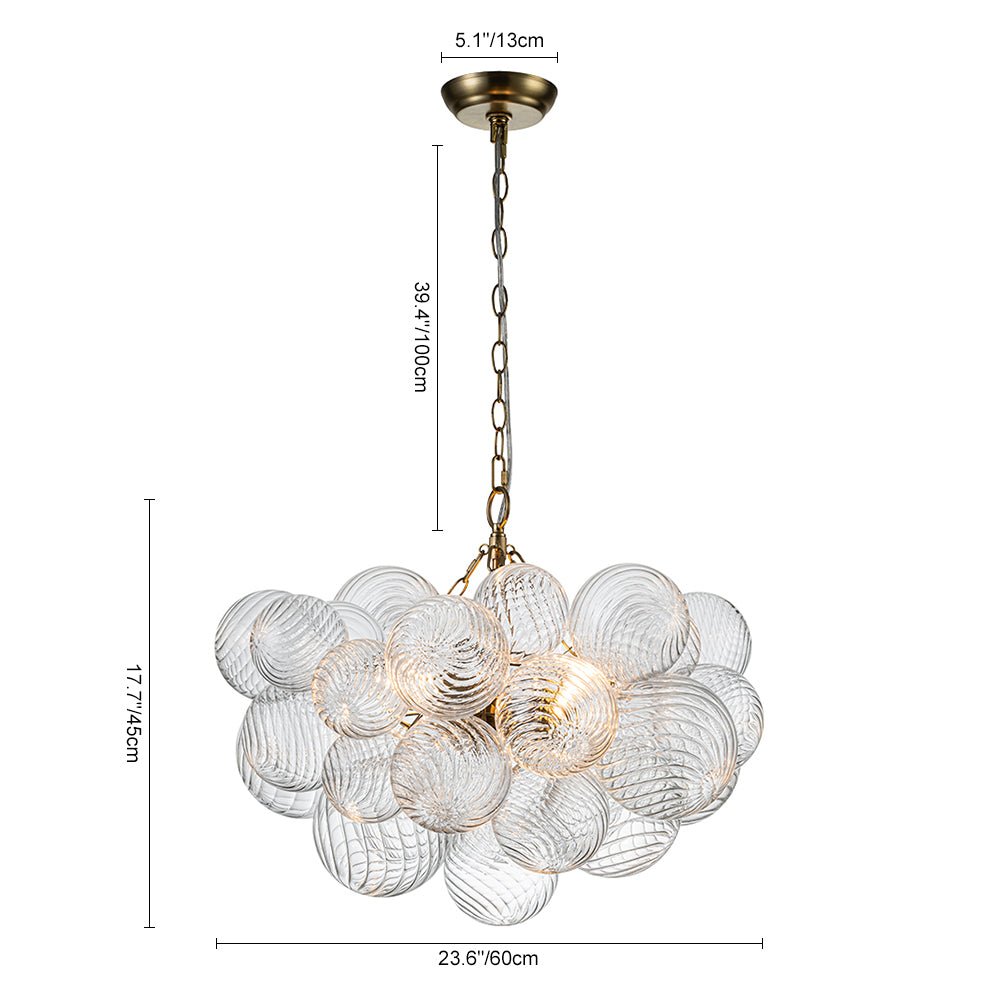 Luxe cluster kroonluchter met glazen bubbels in messing – moderne hanglamp met 3 of 8 lichtpunten