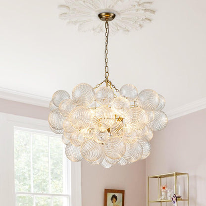 Luxe cluster kroonluchter met glazen bubbels in messing – moderne hanglamp met 3 of 8 lichtpunten