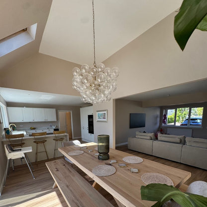 Luxe cluster kroonluchter met glazen bubbels in messing – moderne hanglamp met 3 of 8 lichtpunten