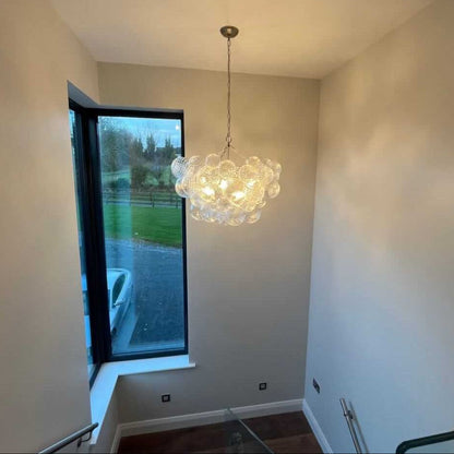 Luxe cluster kroonluchter met glazen bubbels in messing – moderne hanglamp met 3 of 8 lichtpunten