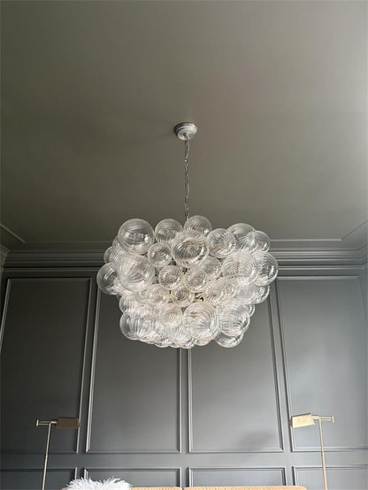 Luxe cluster kroonluchter met glazen bubbels in messing – moderne hanglamp met 3 of 8 lichtpunten