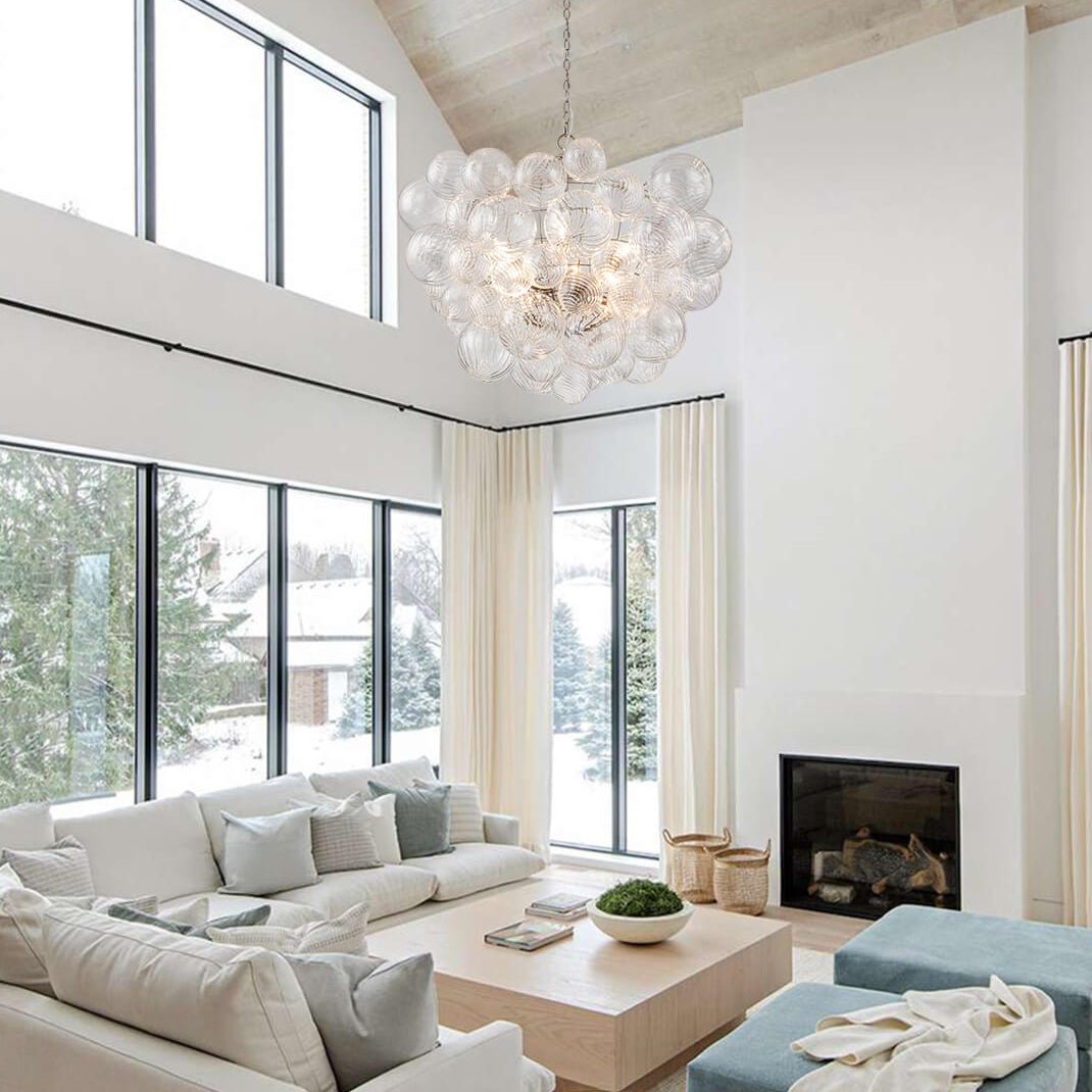 Luxe cluster kroonluchter met glazen bubbels in messing – moderne hanglamp met 3 of 8 lichtpunten