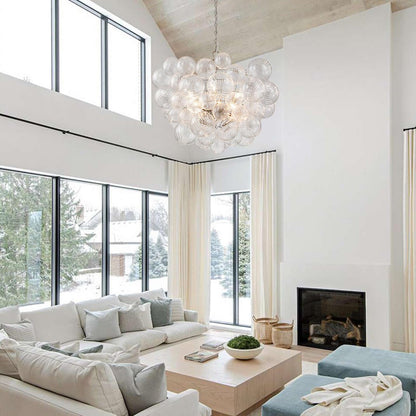 Luxe cluster kroonluchter met glazen bubbels in messing – moderne hanglamp met 3 of 8 lichtpunten