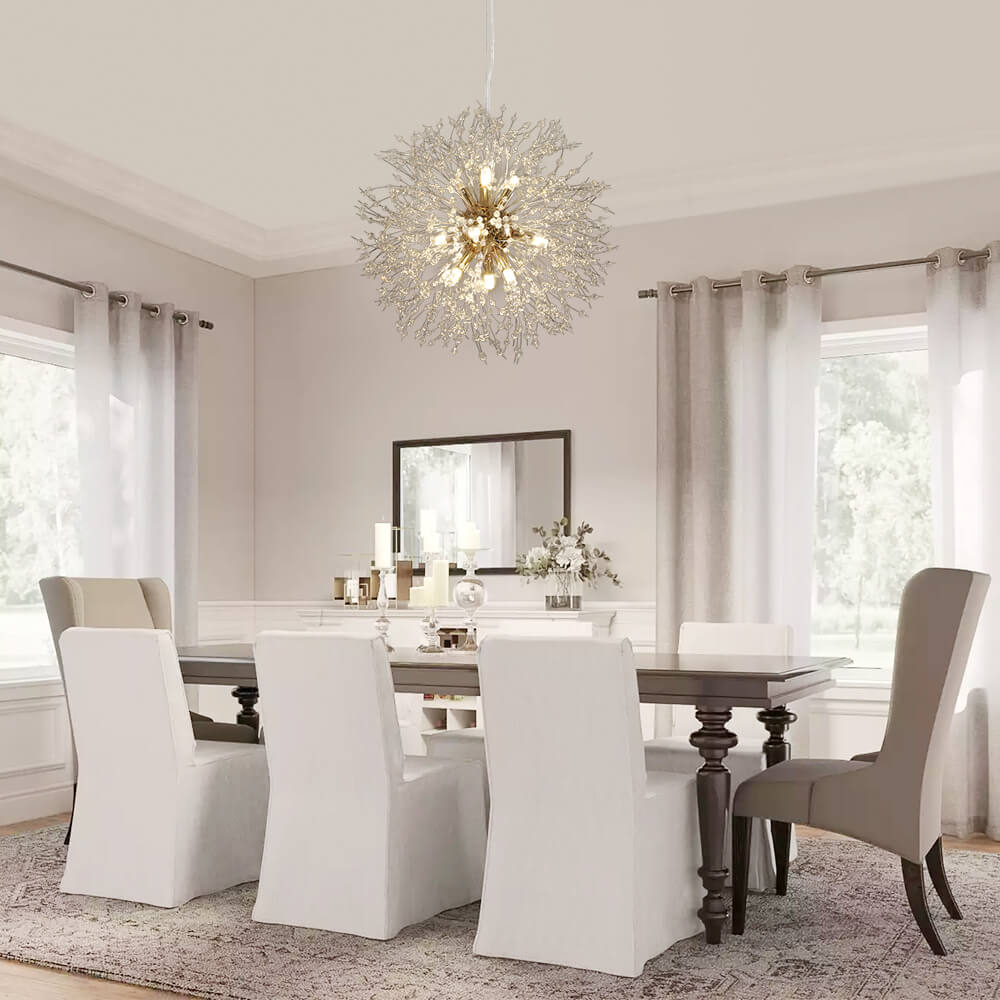 Sputnik Kroonluchter Dandelion Metaal Goud Chroom 12/16 Lichts 60cm Plafondlamp Modern