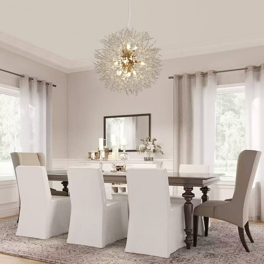 Sputnik Kroonluchter Dandelion Metaal Goud Chroom 12/16 Lichts 60cm Plafondlamp Modern