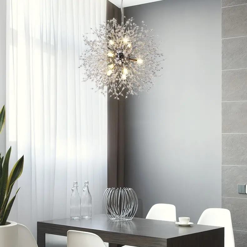 Sputnik Kroonluchter Dandelion Metaal Goud Chroom 12/16 Lichts 60cm Plafondlamp Modern