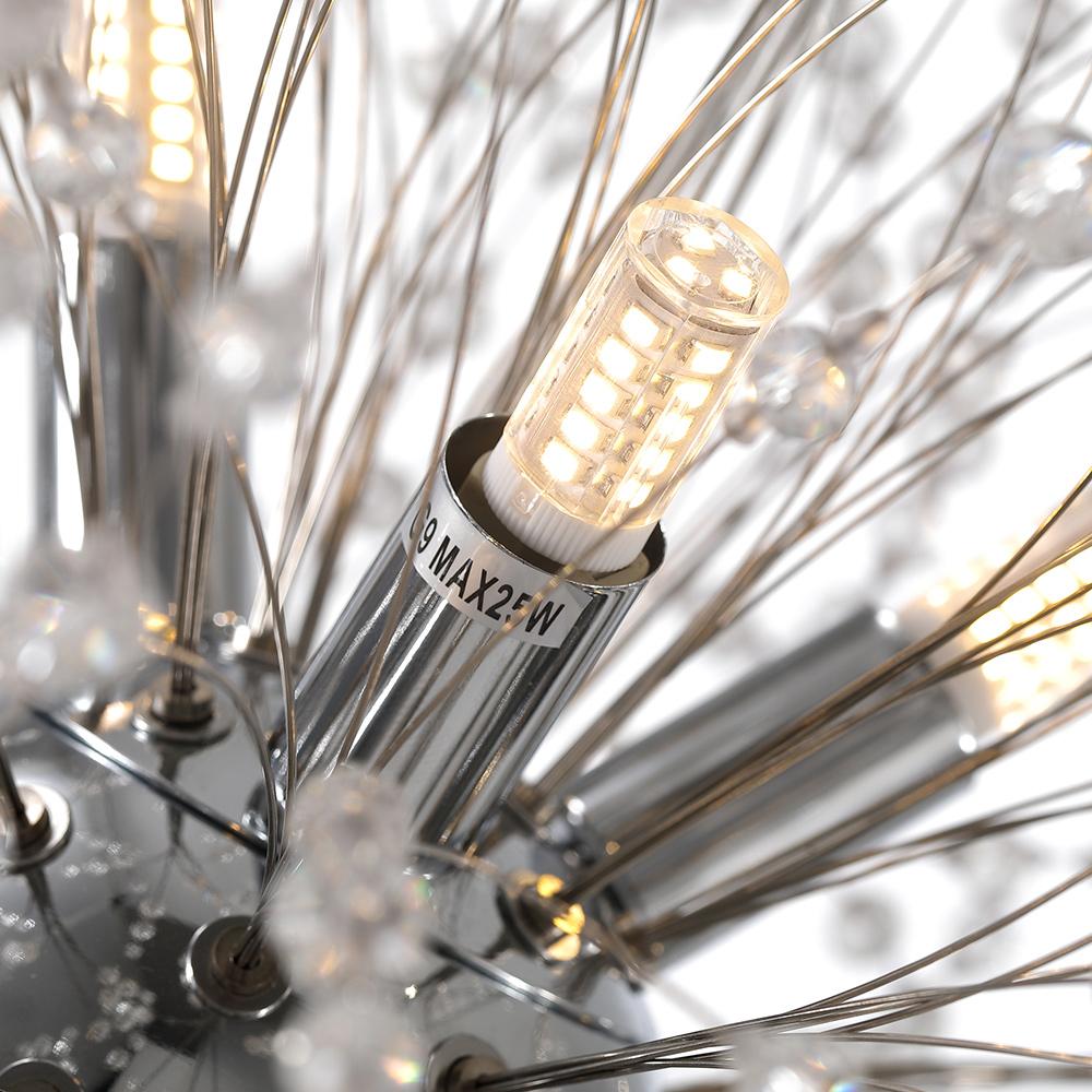 Sputnik Kroonluchter Dandelion Metaal Goud Chroom 12/16 Lichts 60cm Plafondlamp Modern