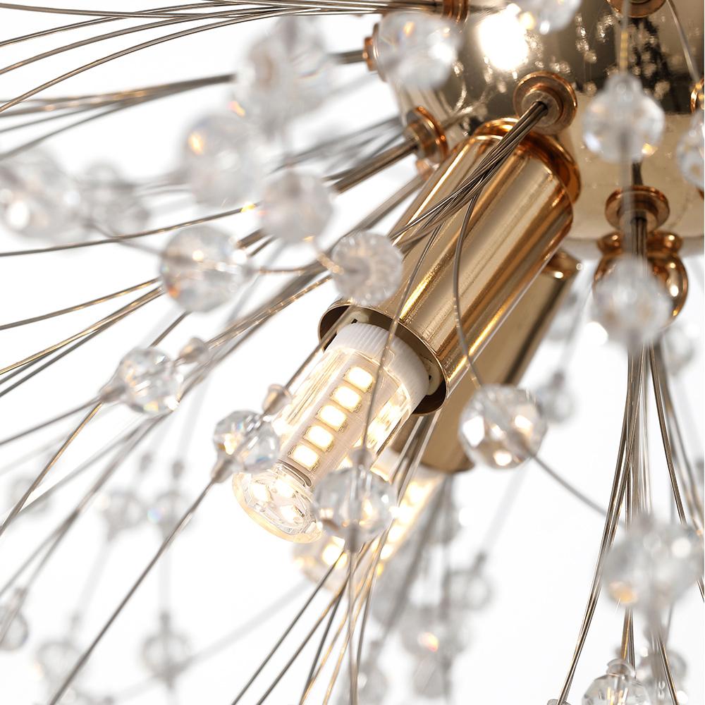 Sputnik Kroonluchter Dandelion Metaal Goud Chroom 12/16 Lichts 60cm Plafondlamp Modern
