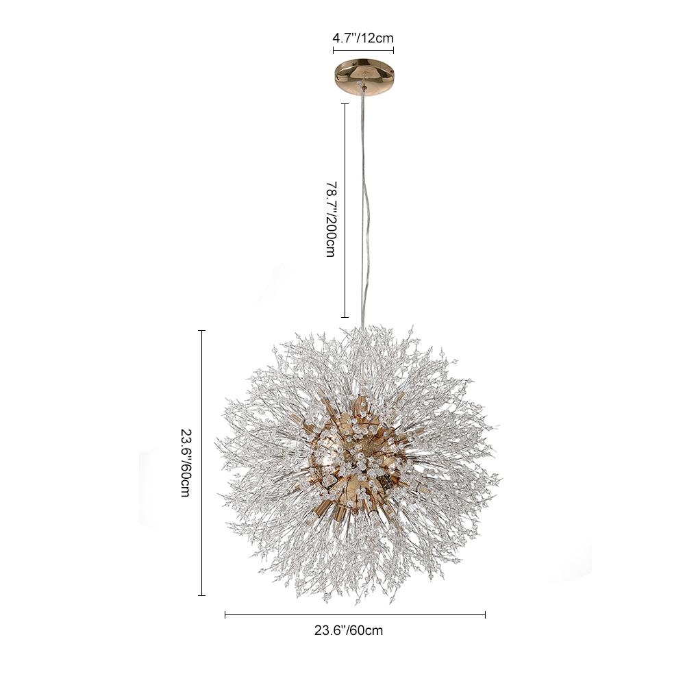 Sputnik Kroonluchter Dandelion Metaal Goud Chroom 12/16 Lichts 60cm Plafondlamp Modern