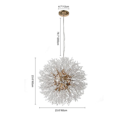 Sputnik Kroonluchter Dandelion Metaal Goud Chroom 12/16 Lichts 60cm Plafondlamp Modern