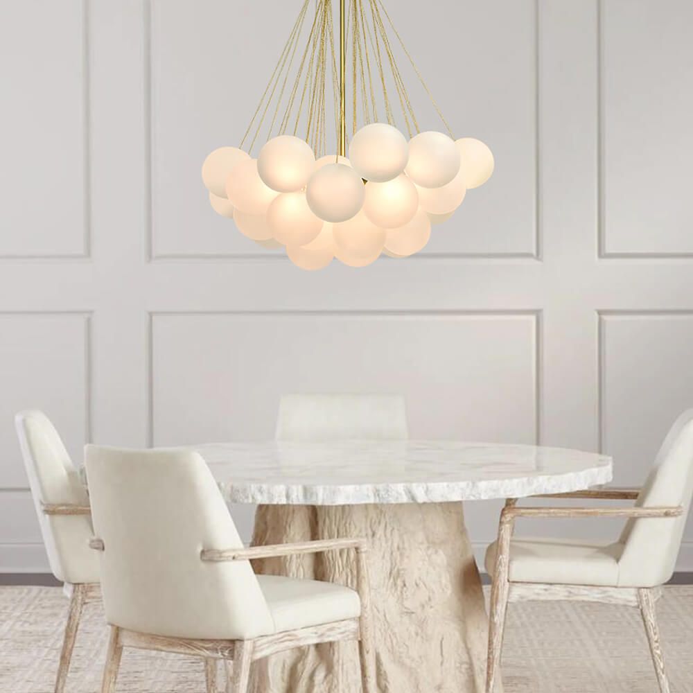 Moderne cluster hanglamp met glazen bubbels in zwart of messing – 3 lichts design kroonluchter 40 of 80 cm