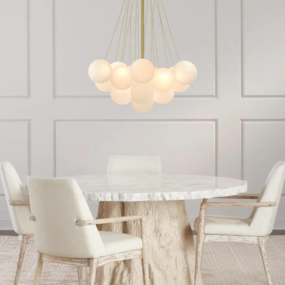 Moderne cluster hanglamp met glazen bubbels in zwart of messing – 3 lichts design kroonluchter 40 of 80 cm