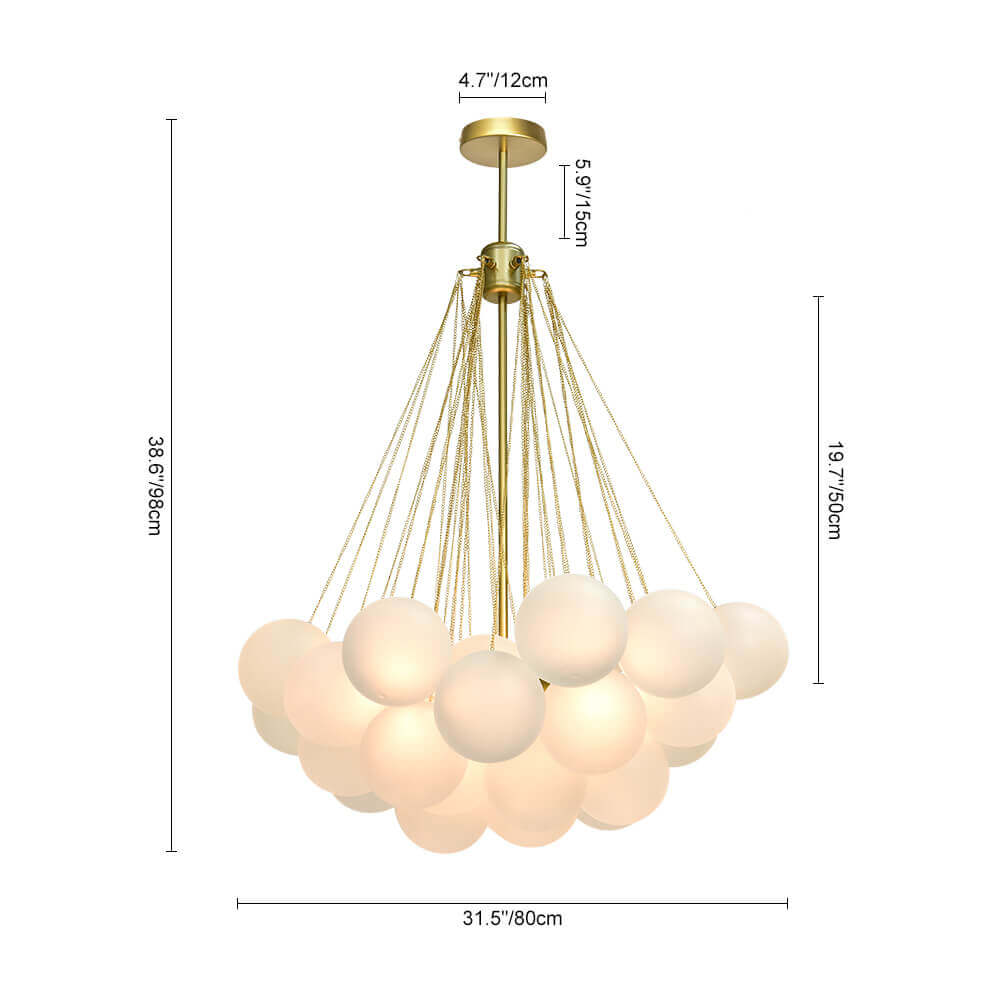 Moderne cluster hanglamp met glazen bubbels in zwart of messing – 3 lichts design kroonluchter 40 of 80 cm