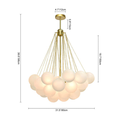 Moderne cluster hanglamp met glazen bubbels in zwart of messing – 3 lichts design kroonluchter 40 of 80 cm