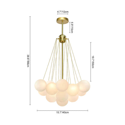 Moderne cluster hanglamp met glazen bubbels in zwart of messing – 3 lichts design kroonluchter 40 of 80 cm