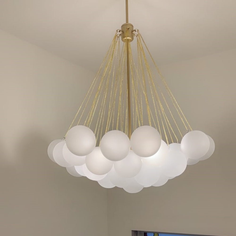 Moderne cluster hanglamp met glazen bubbels in zwart of messing – 3 lichts design kroonluchter 40 of 80 cm