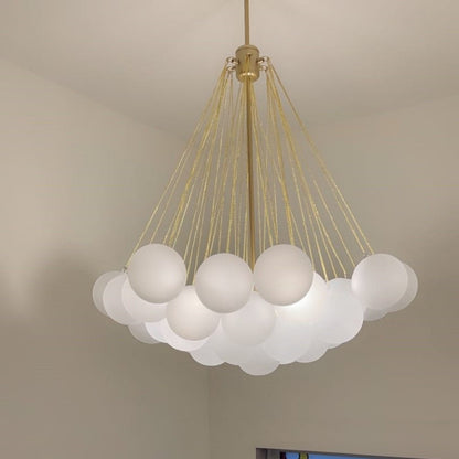 Moderne cluster hanglamp met glazen bubbels in zwart of messing – 3 lichts design kroonluchter 40 of 80 cm