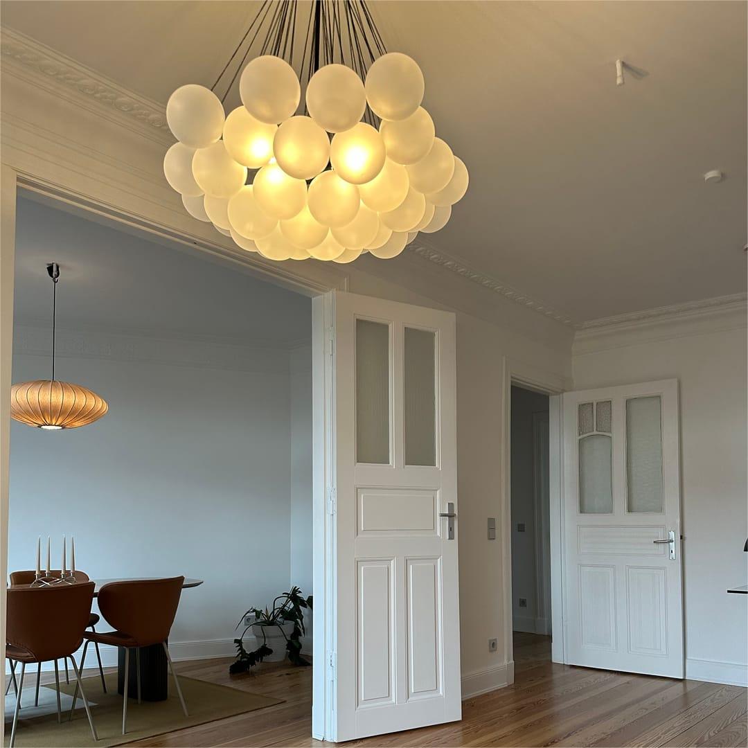 Moderne cluster hanglamp met glazen bubbels in zwart of messing – 3 lichts design kroonluchter 40 of 80 cm