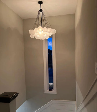 Moderne cluster hanglamp met glazen bubbels in zwart of messing – 3 lichts design kroonluchter 40 of 80 cm