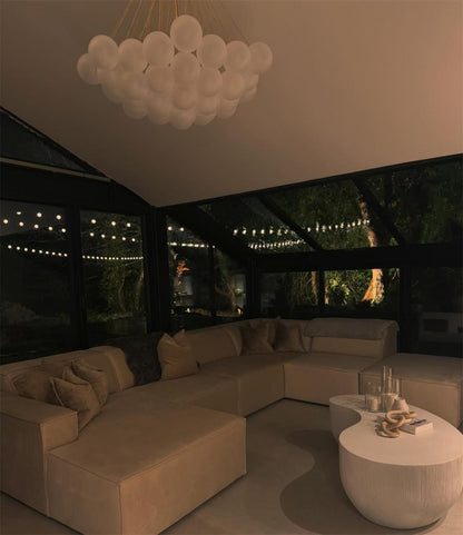 Moderne cluster hanglamp met glazen bubbels in zwart of messing – 3 lichts design kroonluchter 40 of 80 cm