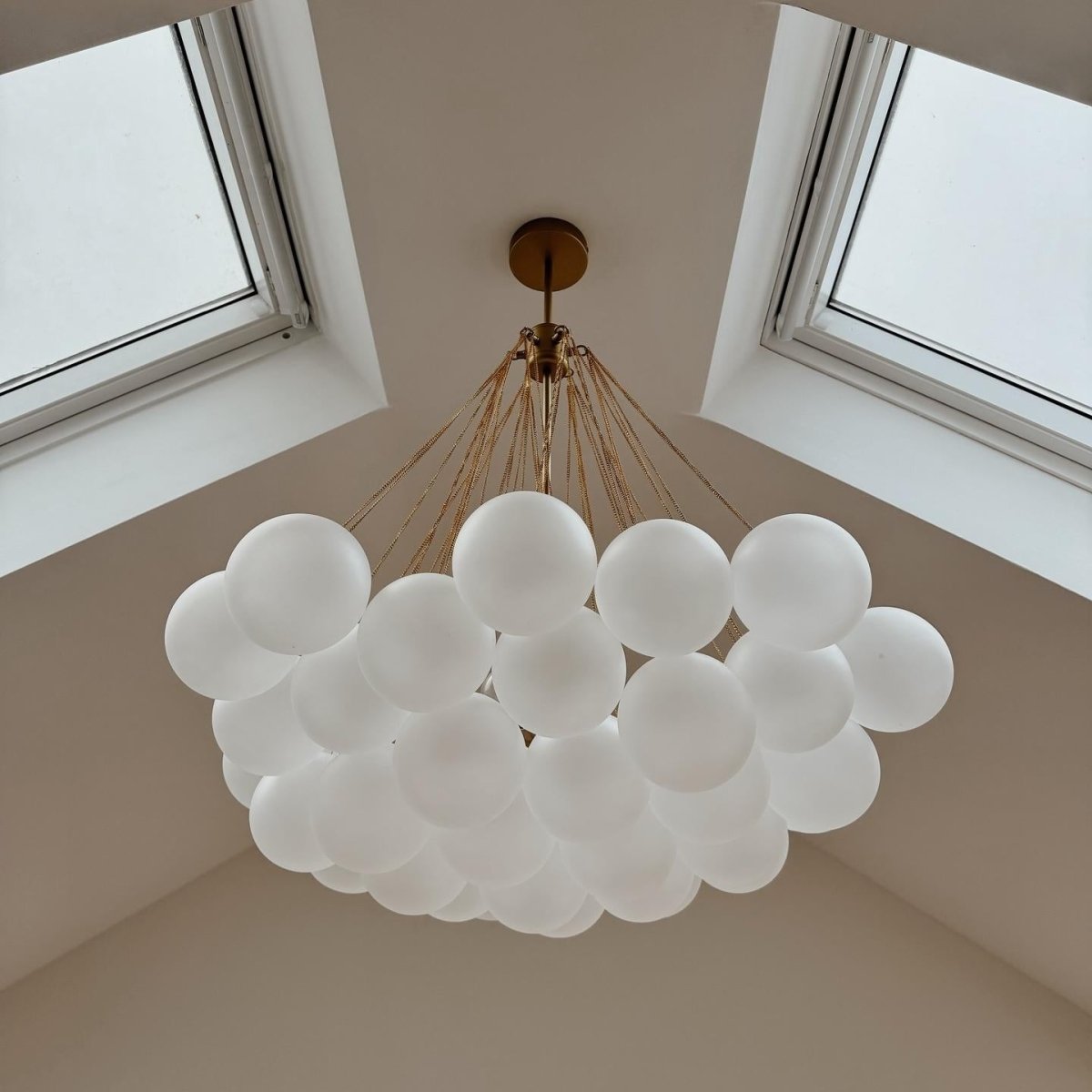 Moderne cluster hanglamp met glazen bubbels in zwart of messing – 3 lichts design kroonluchter 40 of 80 cm