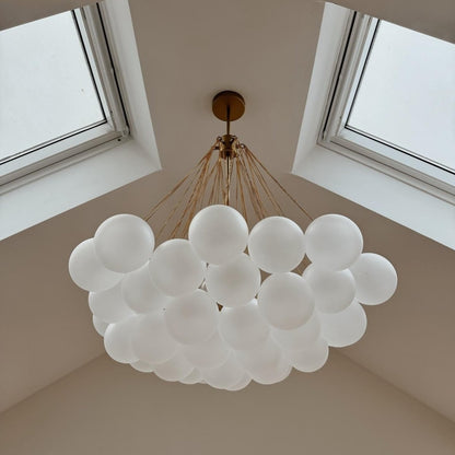 Moderne cluster hanglamp met glazen bubbels in zwart of messing – 3 lichts design kroonluchter 40 of 80 cm