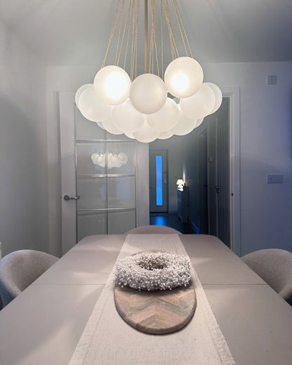 Moderne cluster hanglamp met glazen bubbels in zwart of messing – 3 lichts design kroonluchter 40 of 80 cm