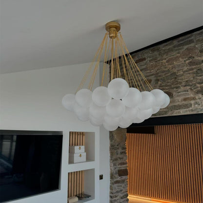 Moderne cluster hanglamp met glazen bubbels in zwart of messing – 3 lichts design kroonluchter 40 of 80 cm
