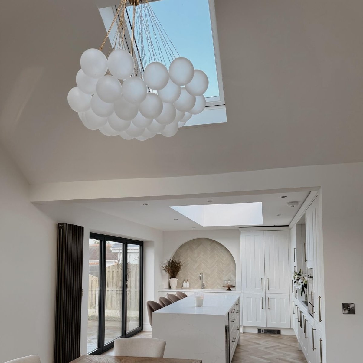 Moderne cluster hanglamp met glazen bubbels in zwart of messing – 3 lichts design kroonluchter 40 of 80 cm