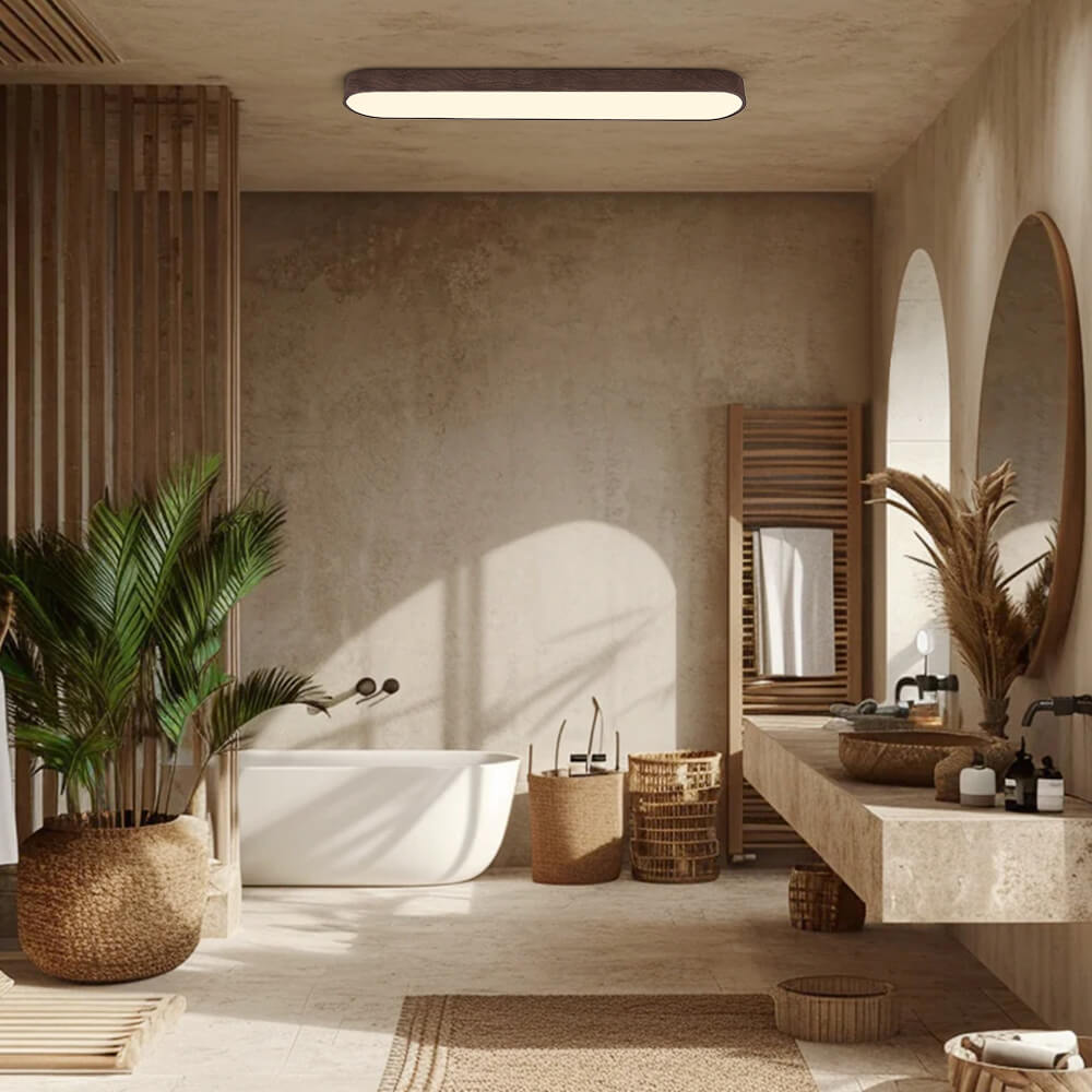 Plafondlamp Ovaal LED Houtlook Metaal 65-90cm Warm Wit Koel Wit Woonkamer Slaapkamer