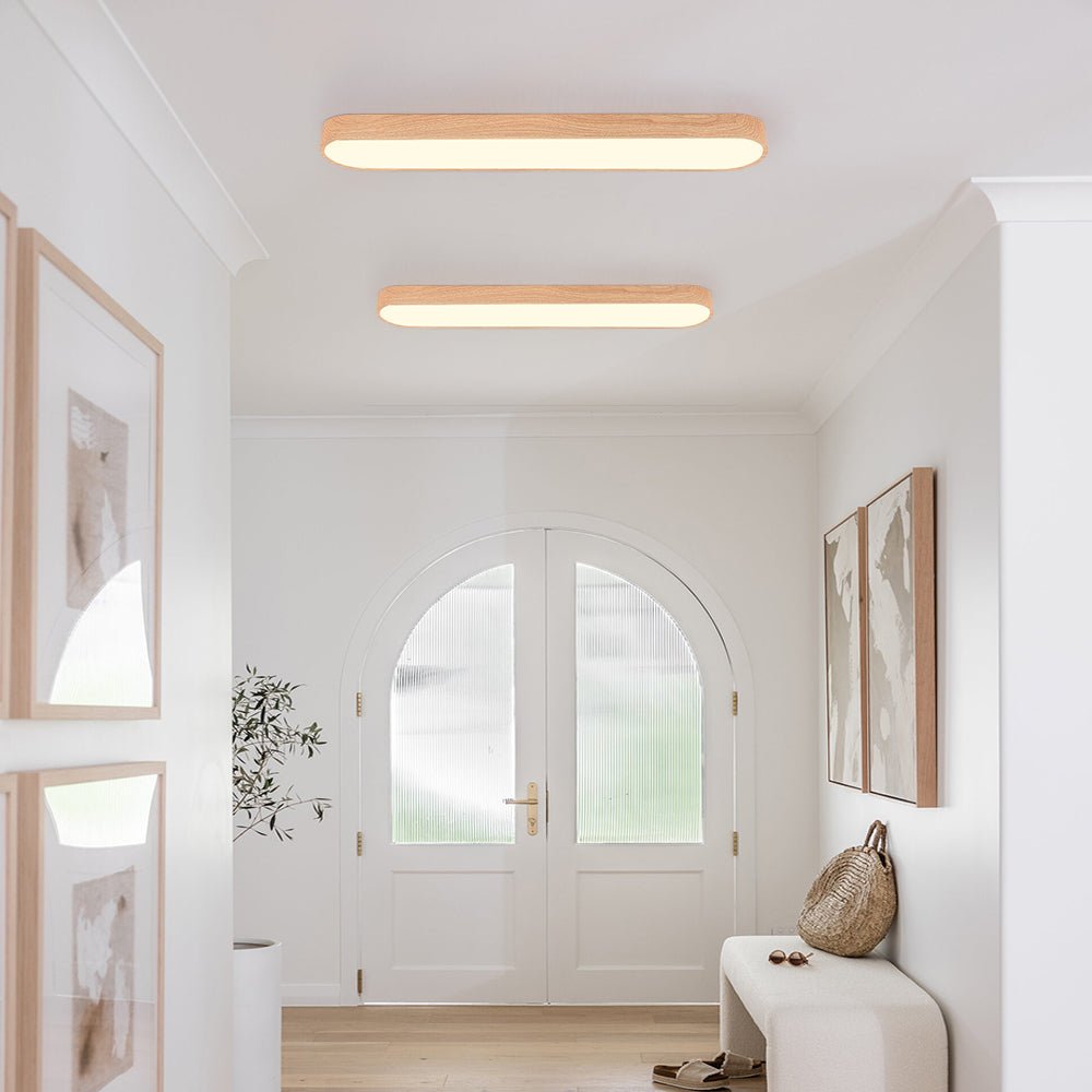 Plafondlamp Ovaal LED Houtlook Metaal 65-90cm Warm Wit Koel Wit Woonkamer Slaapkamer