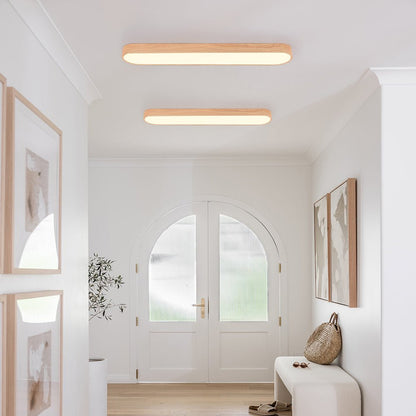 Plafondlamp Ovaal LED Houtlook Metaal 65-90cm Warm Wit Koel Wit Woonkamer Slaapkamer