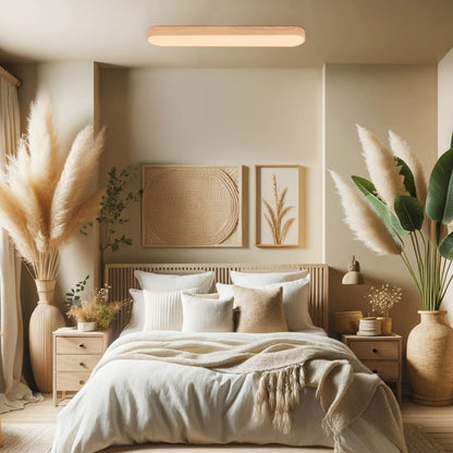 Plafondlamp Ovaal LED Houtlook Metaal 65-90cm Warm Wit Koel Wit Woonkamer Slaapkamer