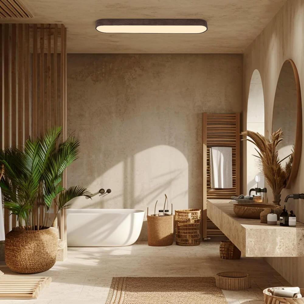 Plafondlamp Ovaal LED Houtlook Metaal 65-90cm Warm Wit Koel Wit Woonkamer Slaapkamer