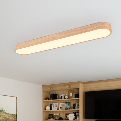 Plafondlamp Ovaal LED Houtlook Metaal 65-90cm Warm Wit Koel Wit Woonkamer Slaapkamer